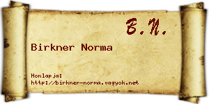 Birkner Norma névjegykártya